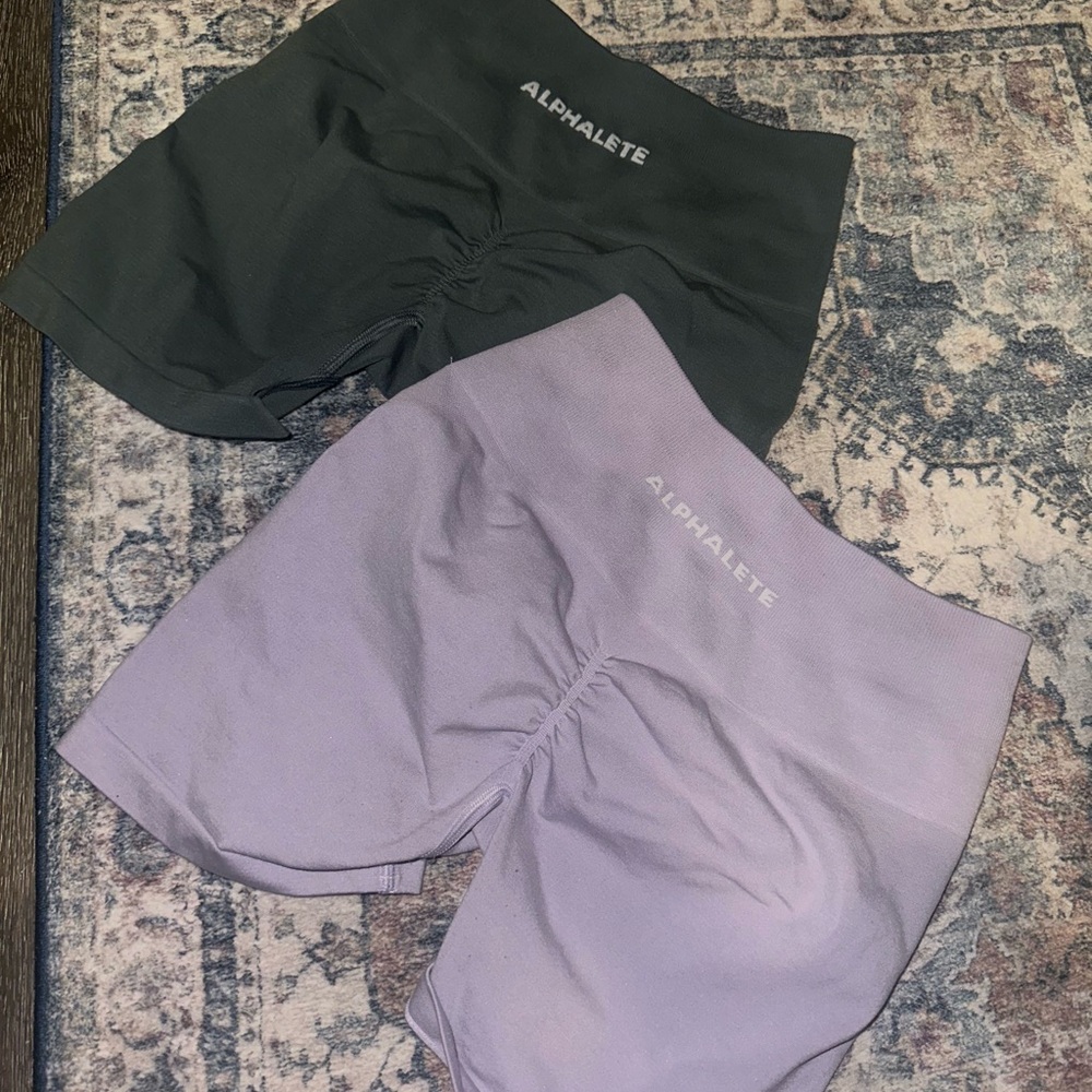 Alphalete Women's Athletic Shorts - Dark Gray and Lavender
